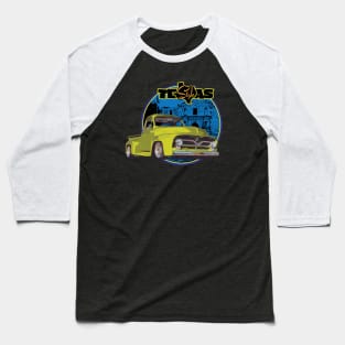 Texas-Style Custom Ford Truck Alamo scene yellow-green, blue and black colors Baseball T-Shirt